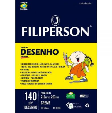 PAPEL UNID DESENHO A4 FILIPERSON 140G CREME
