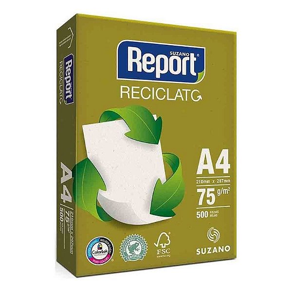 RESMA A4 75G - RECICLADO REPORT (500 FOLHAS)