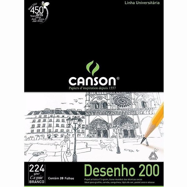 PAPEL UNID DESENHO A2 CANSON 200G BRANCO