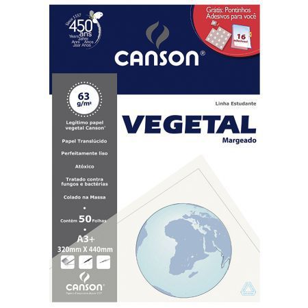PAPEL UNID VEGETAL A3 C/ MARGEM CANSON - 60G