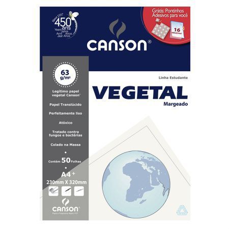 PAPEL UNID VEGETAL A4 C/ MARGEM CANSON - 60G