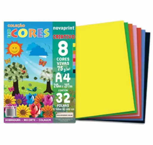 PAPEL CRIATIVO 24FLS 8CORES 75GR