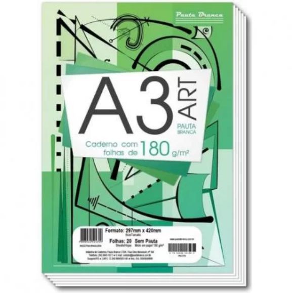 PAPEL UNID DESENHO A3 PAUTA BRANCA 180G