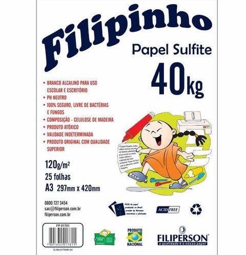 PAPEL UNID DESENHO A3 FILIPINHO 40K 120G
