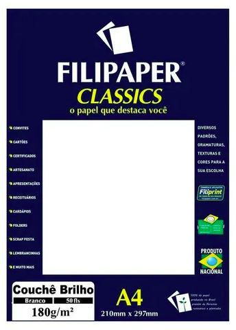 PAPEL UNID A4 COUCHE BRANCO BRILHO 180G (UNIDADE)