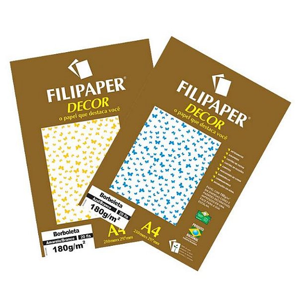PAPEL UNID A4 DECORADO BORBOLETA (POR UNIDADE)
