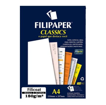 PAPEL UNID A4 FILICOAT BRANCO 180G (POR UNDADE)