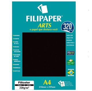 PAPEL UNID A4 FILICOLOR PRETO 320G (POR UNIDADE)