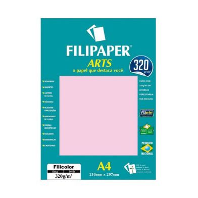 PAPEL UNID A4 FILICOLOR ROSA 320G (POR UNIDADE)