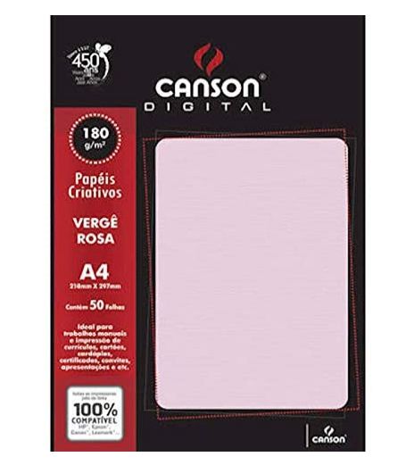 PAPEL UNID A4 VERGE ROSA 180G (POR UNIDADE)