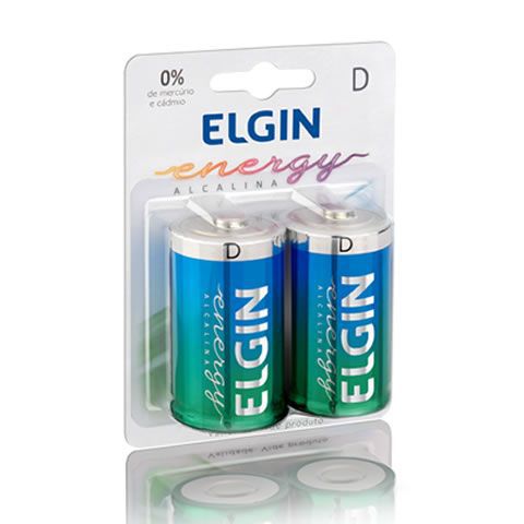 PILHA ELGIN ALCALINA GRANDE D - 1.5V C/2 UNIDADES