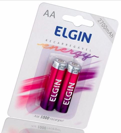 PILHA ELGIN AA RECARREGAVEL 2700MAH - 1.2V C/2 PILHAS