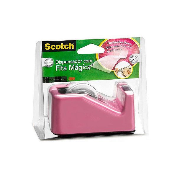 PORTA FITA DUREX 3M - ROSA