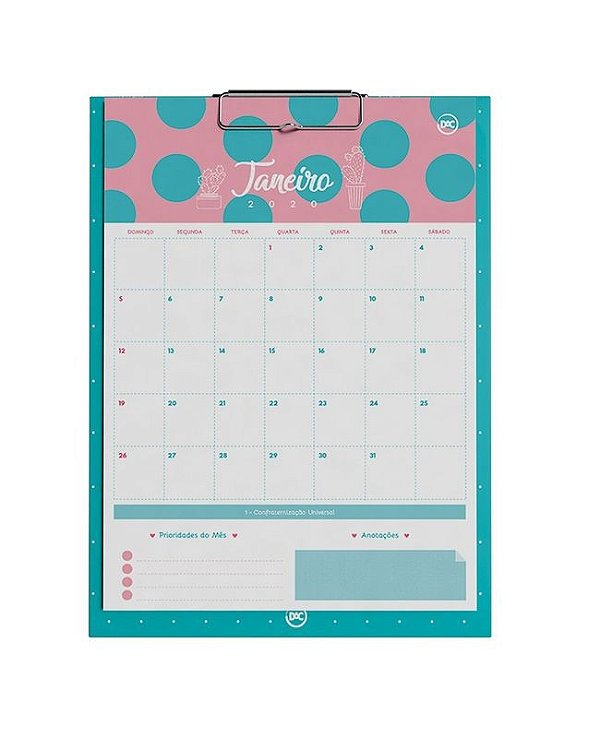 PRANCHETA PLANNER ANUAL CACTUS C/ WIRE CLIP DAC R: