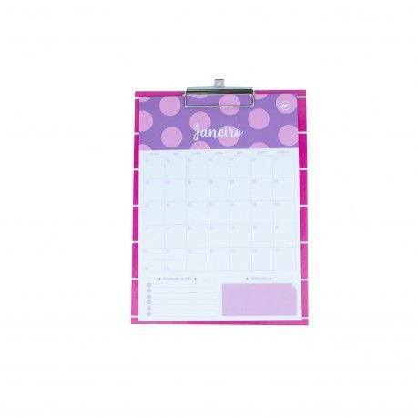 PRANCHETA PLANNER ANUAL PINK C/ WIRE CLIP DAC R:31