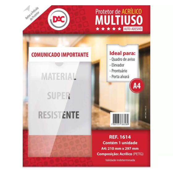 PROTETOR P/ DOCUMENTO A4 ADESIVO - DAC