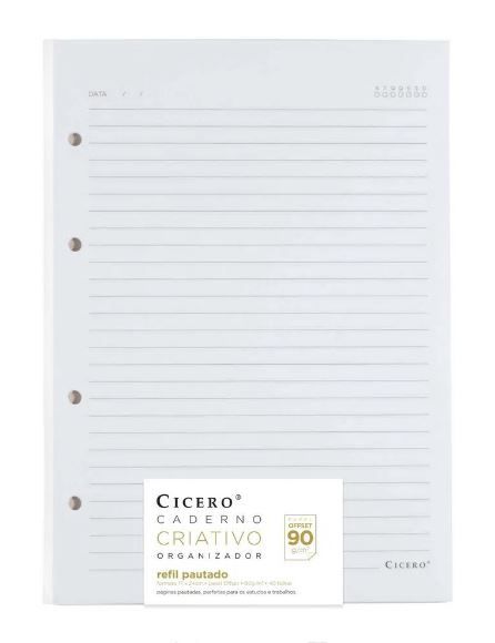 REFIL CICERO CADERNO CRIATIVO OFFSET PAUTADO 17X24