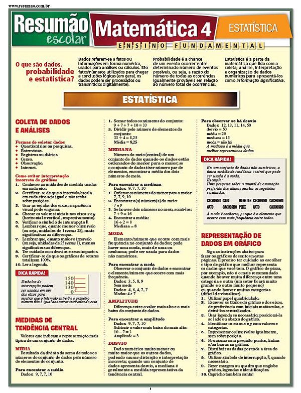MATEMÁTICA 4 - ESTATÍSTICA