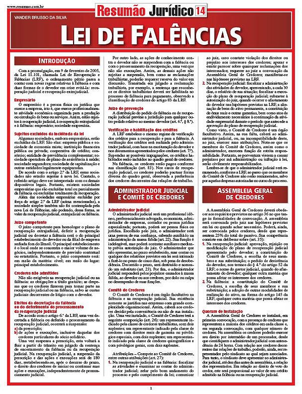 LEI DE FALÊNCIAS