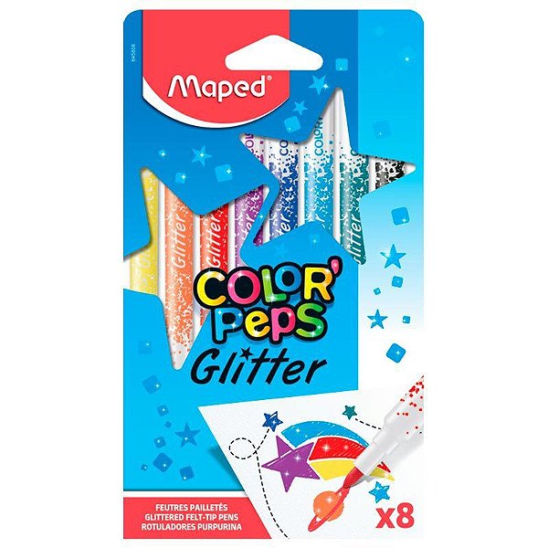 CANETA HIDROCOR MAPED 8 CORES GLITTER PEPS R:845808
