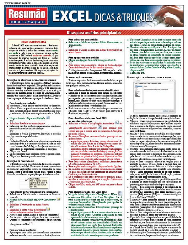 EXCEL DICAS & TRUQUES