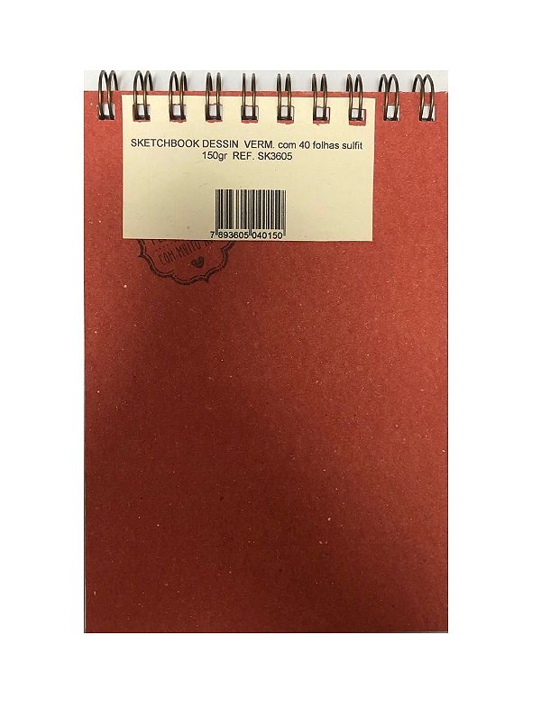 BLOCO SKETCHBOOK DESSIN ESPIRAL VERM. COM 40 FOLHAS SULFIT 150GR REF. SK3605