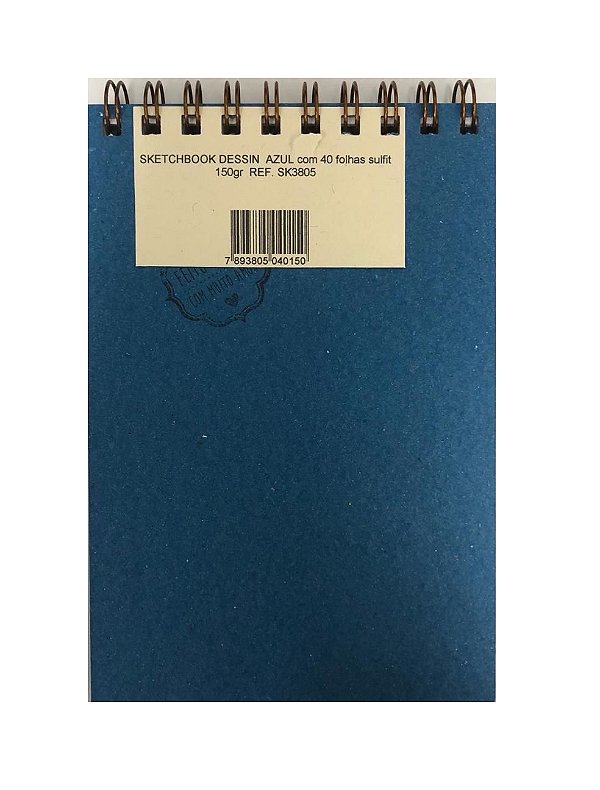 BLOCO SKETCHBOOK DESSIN ESPIRAL AZUL COM 40 FOLHAS SULFIT 150GR REF. SK3805