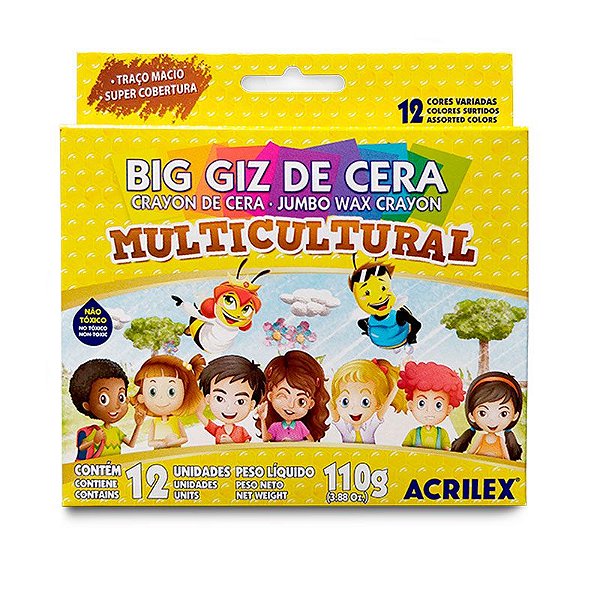 GIZ DE CERA ACRILEX MULTICULTURAL - 12 CORES