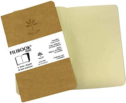 FILIBOOK MINI S/P KRAFT/MARFIM 80G 14X9CM 30FLS - 2 UNIDADES