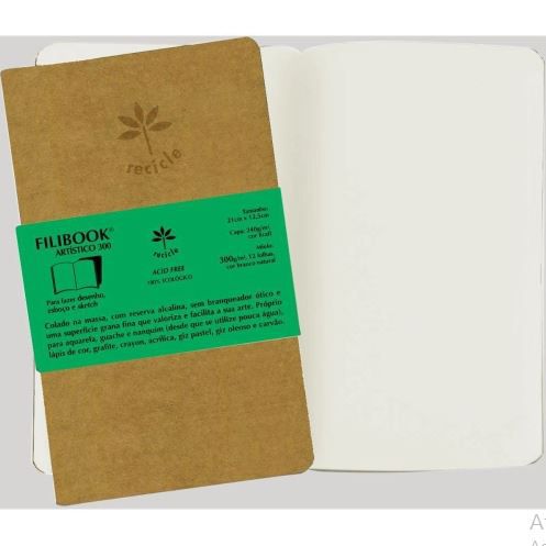 CADERNETA FILIBOOK S/P KRAFT/MARIM 300G 21X12,5CM 12FLS - 1 UNIDADE