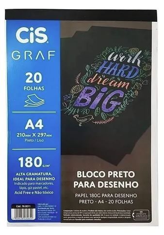 BLOCO CIS GRAF A4 PRETO 180G - 20 FOLHAS