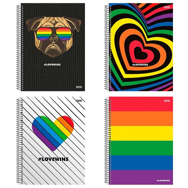 CADERNO A4 ESPIRAL CD LOVEWINS 160FLS - CAPAS DIVERSAS