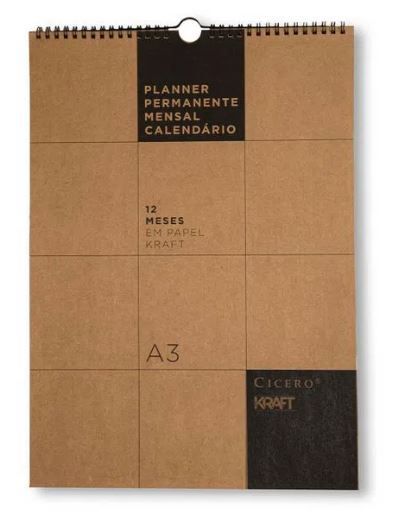 PLANNER PERMANENTE CALENDARIO DE PAREDE MENSAL KRAFT