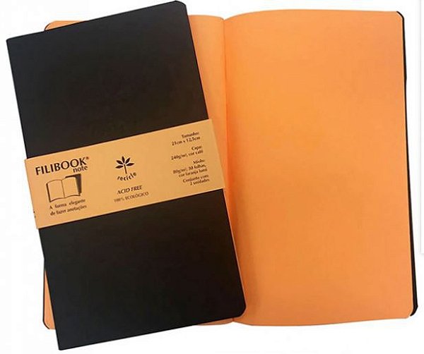 CADERNETA FILIBOOK LUMI S/P CAFE/LARANJA 80G 21x12,5 30FLS - 2 UNIDADES
