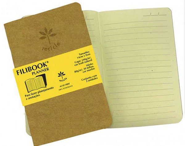 FILIBOOK PLANNER MINI  KRAFT/MAR 80G 14X9CM 30FLS - 2 UNIDADES