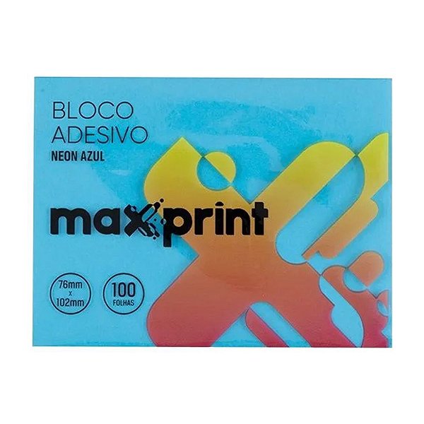 NOTA ADESIVA MAX PRINT 76MM X 102MM NEON AZUL 100FLS