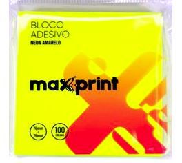 NOTA ADESIVA MAX PRINT 76MM X 76MM NEON AMARELO 100FLS