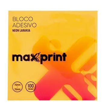 NOTA ADESIVA MAX PRINT 76MM X 76MM NEON LARANJA 100FLS