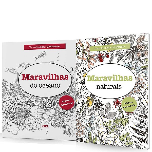 KIT 2 LIVROS DE COLORIR: MARAVILHAS NATURAIS E MARAVILHAS DO OCEANO