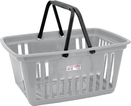 CESTA DE MERCADO C/ ALCA PLASTICA 21,4L PRATA