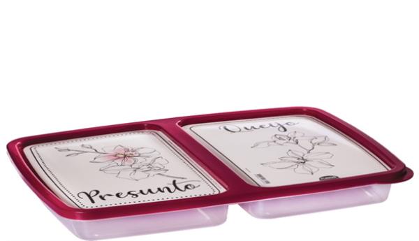 POTE RETANGULAR 1L C/ 2 DIV MARMORE FLORAL