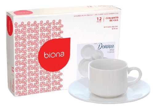 DONNA BRANCO CJ XICARA CHA C/ PIRES 12 PCS