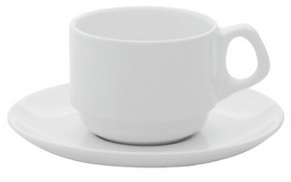 PORCELANA BRANCA XICARA CHA EMPILHAVEL C/ PIRES 200 ML - CAIXA C/ 12 PEÇAS