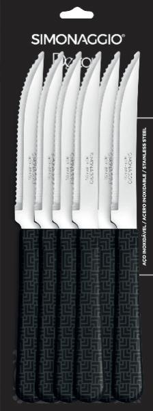 SINTONIA PRETO LABIRINTO - FACA CARNE C/ 06 PC