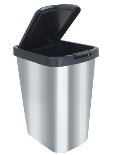 LIXEIRA COM LABEL INOX C/ CLICK 9 LTS