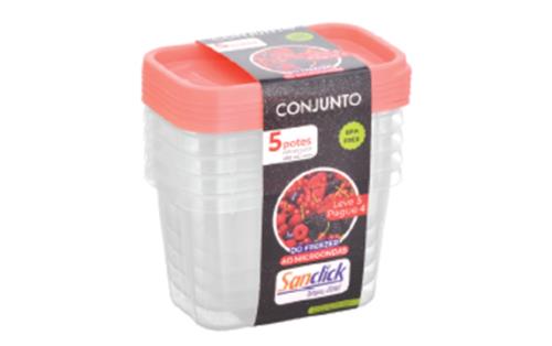 CJ C/ 05 POTES GRADUADO RET 600 ML