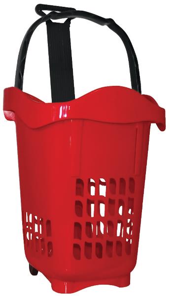 CESTA DE MERCADO MULTIUSO C/RODIZIO VERM 30 LTS