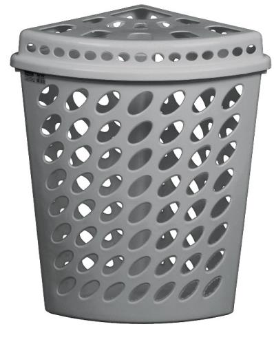 CESTO TELADO TRIANGULAR C/ TAMPA 43,7L PRATA
