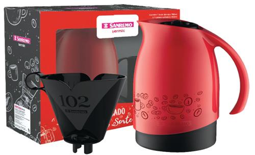 CJ BULE 700 ML + SUP P/ FILTRO DE CAFE 102 VERM