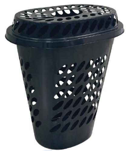 CESTO OVAL 60 L PRETO C/ TAMPA